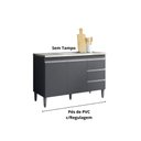 Ver imagem 2 de Gabinete para Pia Andreia sem Tampo 120cm 2 Portas 3 Gavetas Cinza Fosco