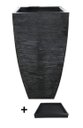Ver mais imagens de Kit Vaso Planta + Prato 90x45 Moderno Trapézio Polietileno BGPLASTICOS PRETO 002
