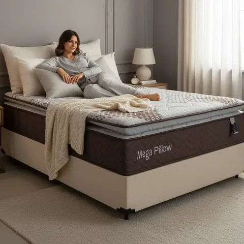 Cama Box com Colchão de Espuma Mega Pillow Casal 138 Cm