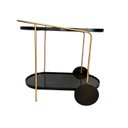 Ver imagem 1 de Carrinho Adega Bar Bandeja Preta Armação Dourada