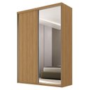Ver imagem 3 de Guarda Roupa Solteiro 100% MDF BP 2 Portas com 1 Espelho 2 Gavetas Liege Marrom/Nogueira