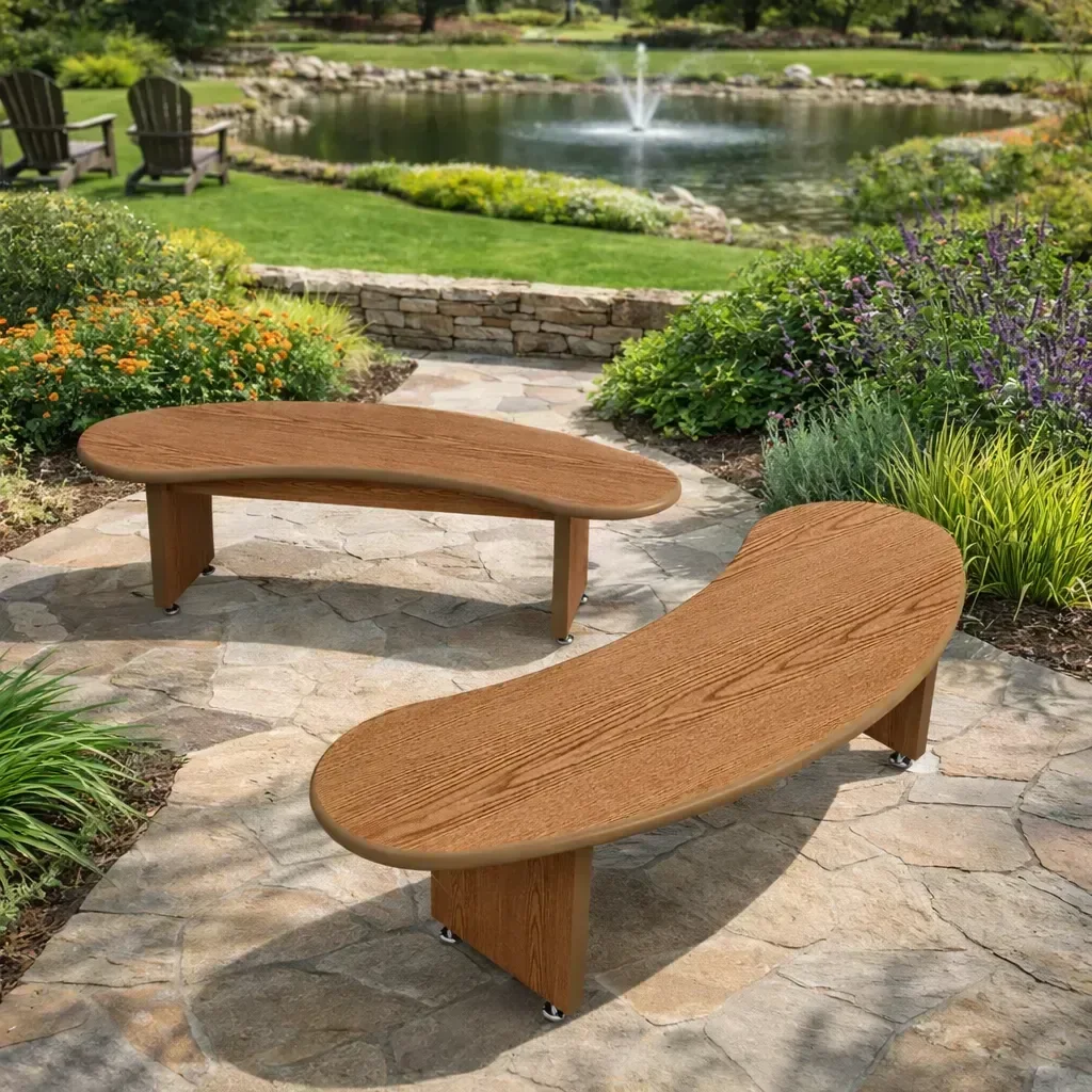 Kit 2 Bancos Curvos 120cm Ergonômicos em Mdf Ambientes Externos