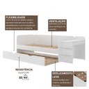 Ver imagem 7 de Quarto Infantil Cama de Solteiro 3 em 1 e Cômoda 10 Gavetas em MDF Premium Helena e Alice Branco/Louro Freijó Grann