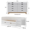 Ver imagem 3 de Quarto Infantil Cama de Solteiro 3 em 1 e Cômoda 10 Gavetas em MDF Premium Helena e Alice Branco/Louro Freijó Grann