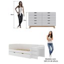 Ver imagem 4 de Quarto Infantil Cama de Solteiro 3 em 1 e Cômoda 10 Gavetas em MDF Premium Helena e Alice Branco/Louro Freijó Grann