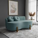 Ver imagem 1 de Sofá Decorativo Curvo Orgânico Living Boucle Azul Turquesa - Montanaris Decor