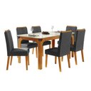 Ver imagem 1 de Conjunto Sala de Jantar Mesa Tampo em Vidro 1,60m Mel 6 Cadeiras Tati