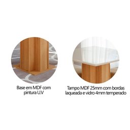 Conjunto Sala de Jantar Mesa Tampo Vidro 95x95 Sophia 4 Cadeiras Maia Cimol Nature/Off White/Gengibr - 3 Conjunto Sala de Jantar Mesa Tampo Vidro 95x95 Sophia 4 Cadeiras Maia Cimol Nature/Off White/Gengibr - 3