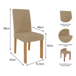 Conjunto Sala de Jantar Mesa Tampo Vidro 95x95 Sophia 4 Cadeiras Maia Cimol Nature/Off White/Gengibr - 7 Conjunto Sala de Jantar Mesa Tampo Vidro 95x95 Sophia 4 Cadeiras Maia Cimol Nature/Off White/Gengibr - 7