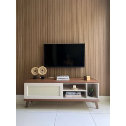 Painel Ripado Versátil 270x110cm: 01 Unid. (3m²) Polietileno - Talatto Painéis - Amêndoa - 7