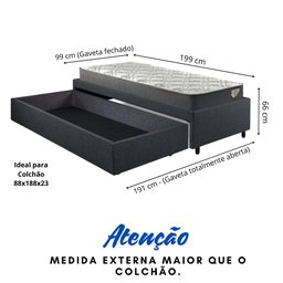 Base Box Cama Solteiro Sapateira Linho e Colchão Adapto - 2