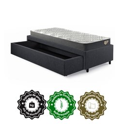 Base Box Cama Solteiro Sapateira Linho e Colchão Adapto - 7