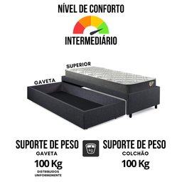 Base Box Cama Solteiro Sapateira Linho e Colchão Adapto - 8