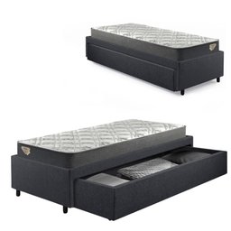 Base Box Cama Solteiro Sapateira Linho e Colchão Adapto - 1