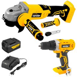 Parafusadeira Furadeira Esmerilhadeira com Bateria 18v e Carregador Vonder - 1