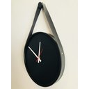 Ver imagem 3 de Relógio Decorativo Adnet Preto Alça Corino Preta Mostrador Preto Ponteiro Branco 20cm Redondo