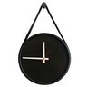 Relógio Decorativo Adnet Preto Alça Corino Preta Mostrador Preto Ponteiro Branco 20cm Redondo - 1