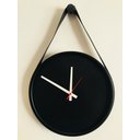Ver imagem 2 de Relógio Decorativo Adnet Preto Alça Corino Preta Mostrador Preto Ponteiro Branco 20cm Redondo