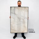 Ver imagem 2 de Quadro Decorativo Caixa Alta com Vidro Abstrato Mármore Sofisticado TaColado Moldura Preta 120 x 80c