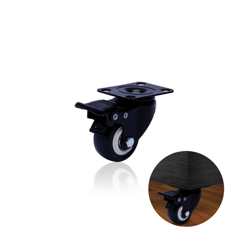 Rodizio Giratório Roda de 40mm com Rolamento e Freio Duplo Preto