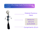 Ver imagem 2 de Chaveiro Olho Grego Proteção contra Inveja- Selecione Modelo:duplo Murano Azul Pompom