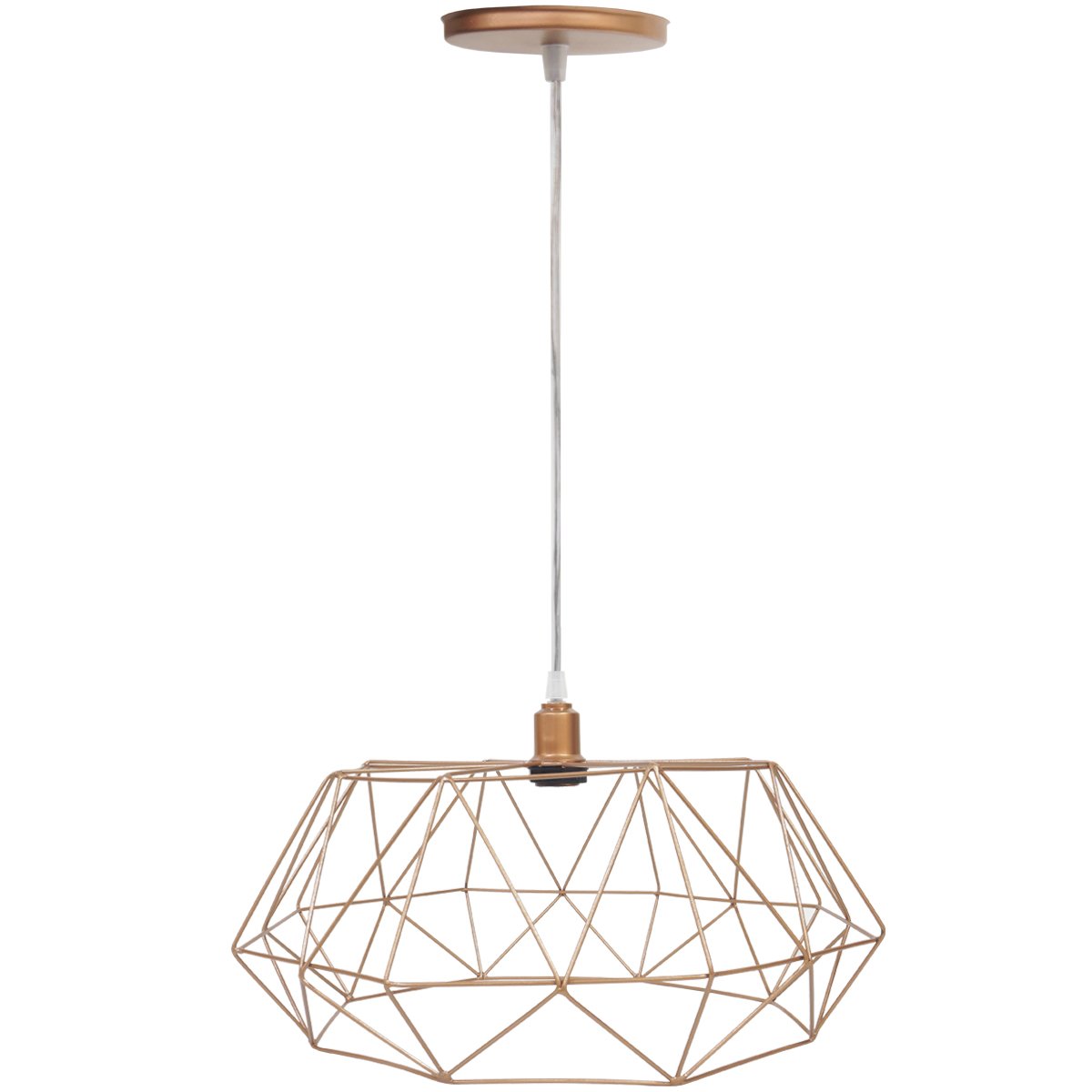 Pendente Aramado Estádio Grande Cabo Cristal 2M Luminária Lustre Teto Moderno Retrô Cobre Rose Gold 