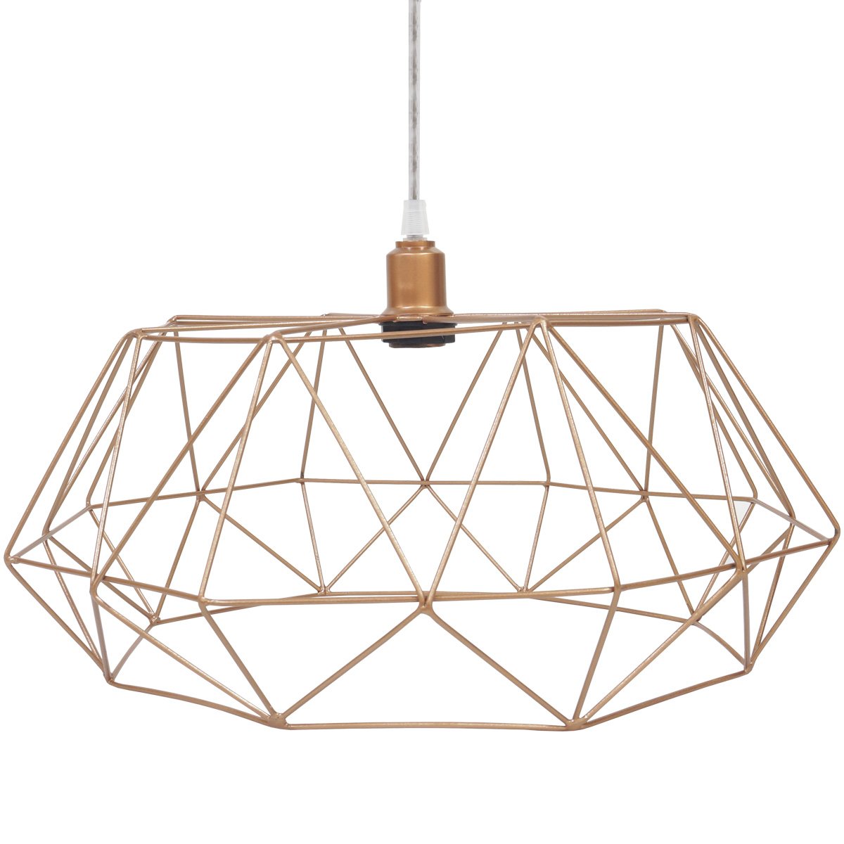 Pendente Aramado Estádio Grande Cabo Cristal 2M Luminária Lustre Teto Moderno Retrô Cobre Rose Gold  - 4