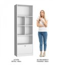 Ver imagem 5 de Estante para Escritório 6 Nichos 1 Porta Basculante Bali Branco