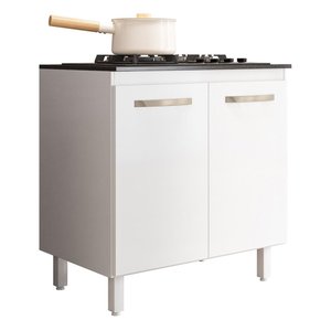 Balcão de Cozinha Fit 80 2 Portas Branco com Tampo Mdp para Cooktop - Nicioli