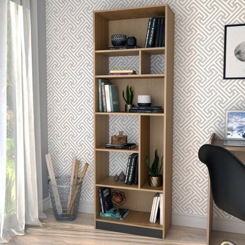 Estante de Livros 60CMX180CM 8 Nichos Roma Marrom/Mel/Preto