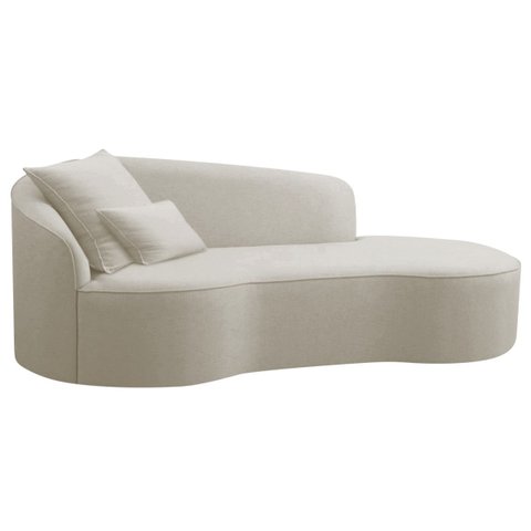 Divã Recamier Curvo Sala de Estar Inglaterra Lado Direito 150cm Linho Bege - Incasa Decor