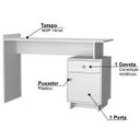 Ver imagem 6 de Escrivaninha Mesa Escritório Lisboa 1 Gaveta 1 Porta 122cm Branca