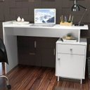 Ver imagem 1 de Escrivaninha Mesa Escritório Lisboa 1 Gaveta 1 Porta 122cm Branca