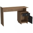 Ver imagem 3 de Escrivaninha Mesa Escritório Lisboa 1 Gaveta 1 Porta 122cm Mel E Preto