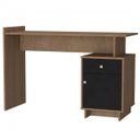 Ver imagem 2 de Escrivaninha Mesa Escritório Lisboa 1 Gaveta 1 Porta 122cm Mel e Preto Marrom