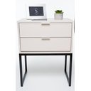Ver imagem 2 de KIT 2 Mesas De Cabeceira Industrial OFF WHITE ECO 30cm COM 2 GAVETAS BASE PRETA- Enviamos MONTADO