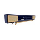 Ver imagem 1 de Rack Sala Tv até 75 Polegadas Ricco 273 Cm Laca Portas Palhinha Azul Gloss
