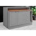 Ver imagem 1 de Bancada Ilha Cozinha Gourmet Americana C/ 2 Portas e 3 Gavetas 145cm Cinza - Henn