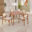 Ver imagem 1 de Sala de Jantar Mesa Tampo Laminado 110x76cm com 4 Cadeiras em Linho Ceci Yescasa Marrom
