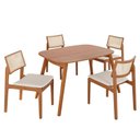 Ver imagem 2 de Sala de Jantar Mesa Tampo Laminado 110x76cm com 4 Cadeiras em Linho Ceci Yescasa Marrom