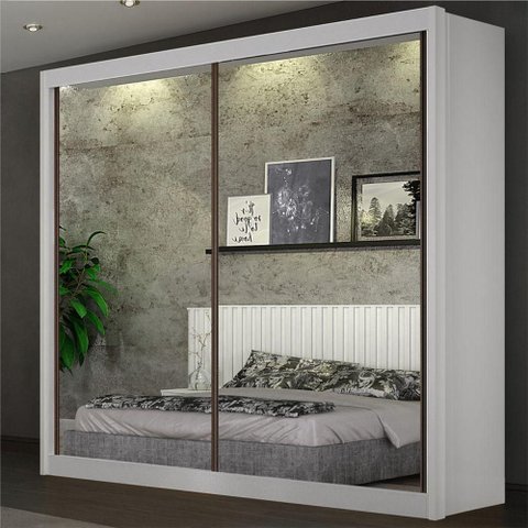 Guarda Roupa Solteiro Milano 2 Portas de Correr 3 Gavetas MDF Branco Arbo Design
