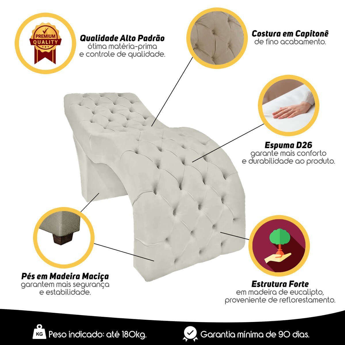 Maca para Extensão de Cílios e Design de Sobrancelhas Veludo Bege SOFA STORE - 5