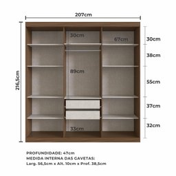 Guarda-Roupa Casal 6 Portas Édez Zen 2m, Nogueira - 12