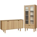 Ver imagem 1 de Cristaleira 180x80 Cm e Buffet 160 Cm Aura Pes Madeira Maciça Hanover Artesano
