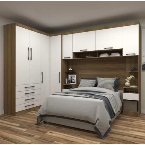 Guarda Roupa Modulado Casal 1,38 M de Canto Paris Luciane M06:branco