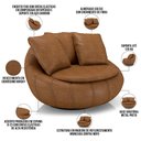 Ver imagem 5 de Kit 02 Poltronas Giratórias para Sala de Estar Kira M03 Couríssimo Whisky - Lyam Decor