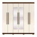 Ver imagem 2 de Guarda Roupa Casal Doral 6 Portas de Bater 2 com Espelhos 2 Gavetas Nogueira/offwhite G98 - Gran Bel