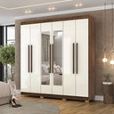 Ver imagem 1 de Guarda Roupa Casal Doral 6 Portas de Bater 2 com Espelhos 2 Gavetas Nogueira/offwhite G98 - Gran Bel