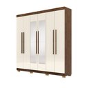 Ver imagem 7 de Guarda Roupa Casal Doral 6 Portas de Bater 2 com Espelhos 2 Gavetas Nogueira/offwhite G98 - Gran Bel
