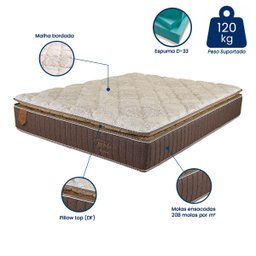 Colchão Casal Prorelax Bali 138x188x26 Molas Ensacadas Pillow Top Turn Free - Marrom - 4